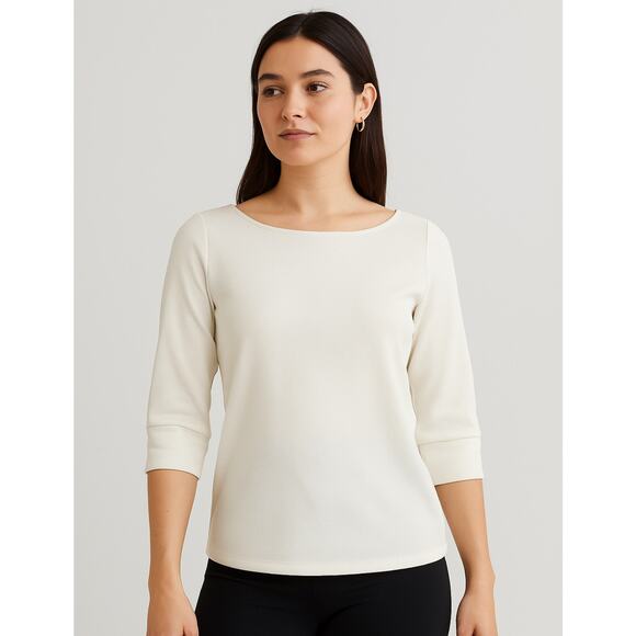 H&M Tops - H&M White Textured 3/4 Sleeve Blouse Women’s Small Pullover Stretchy Top Shirt